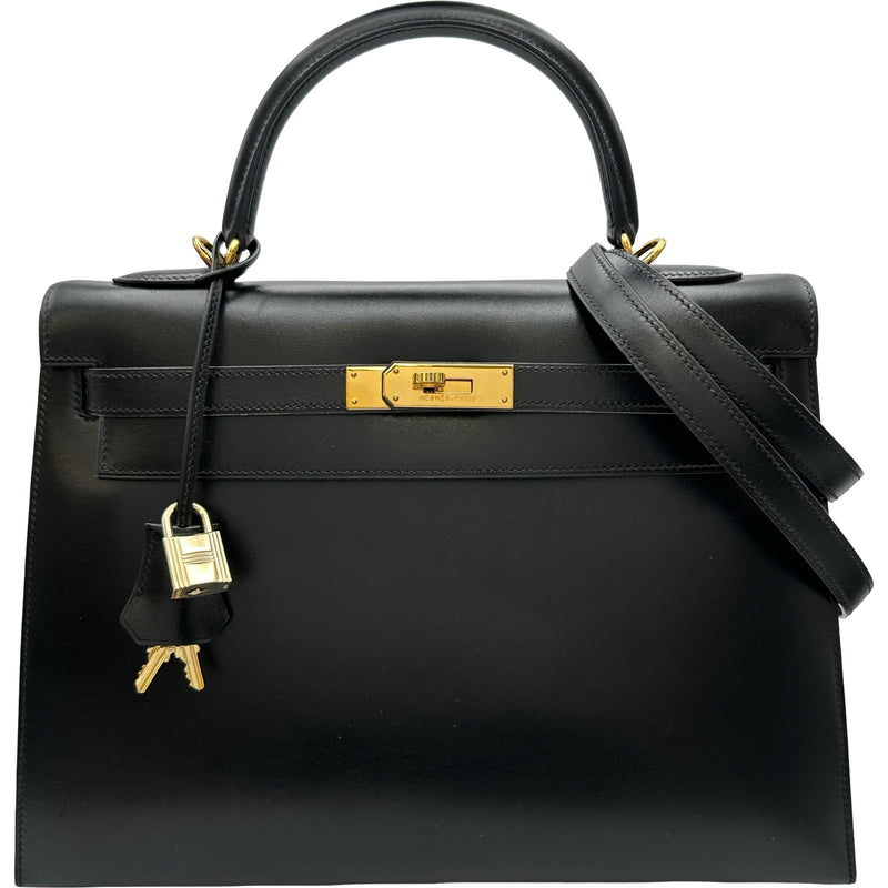 エルメス HERMES ケリー32 □H刻 ブラック ゴールド金具 ボックス