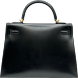 エルメス HERMES ケリー32 □H刻 ブラック ゴールド金具 ボックスカーフ レディース ショルダーバッグ