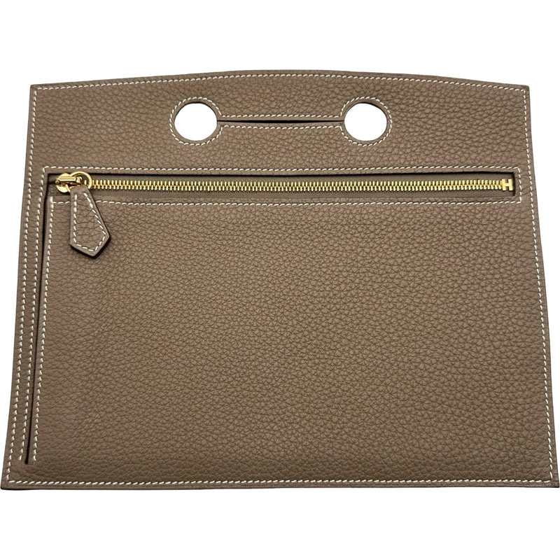 エルメス HERMES バッグポケット Z刻印 エトゥープ ゴールド金具 トゴ