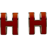 エルメス HERMES ポップHミニピアス オレンジ シルバー金具 エナメル アクセサリー