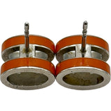 エルメス HERMES ポップHミニピアス オレンジ シルバー金具 エナメル アクセサリー