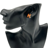 エルメス HERMES ポップHミニピアス オレンジ シルバー金具 エナメル アクセサリー