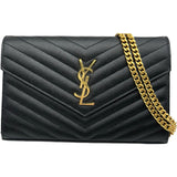 サンローラン SAINT LAURENT カサンドラチェーンウォレット 377828 ブラック グレインカーフ レディース ショルダーバッグ