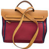 エルメス HERMES エールバッグジップMM ▢Q刻印 ルージュ/ナチュラル シルバー金具 トワル・ハンター レディース ハンドバッグ