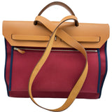 エルメス HERMES エールバッグジップMM ▢Q刻印 ルージュ/ナチュラル シルバー金具 トワル・ハンター レディース ハンドバッグ