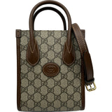 グッチ GUCCI ミニトートバッグ 671623 ブラウン GGスプリーム レディース ショルダーバッグ