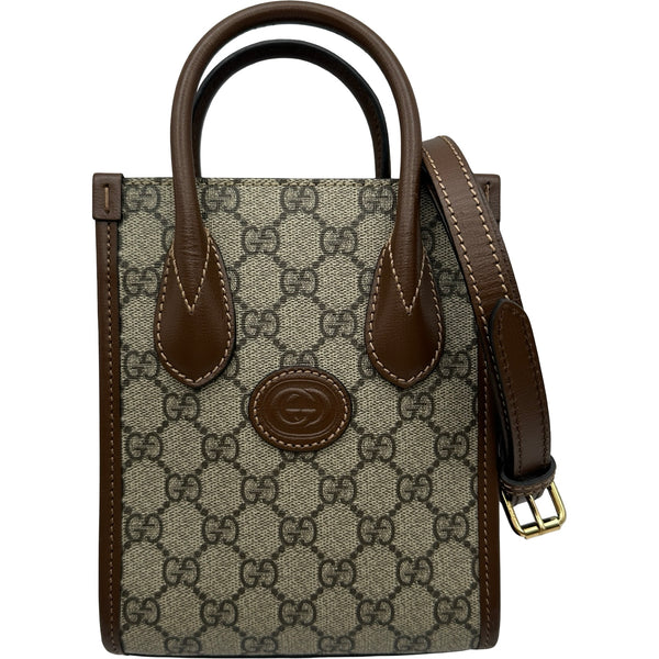 グッチ GUCCI ミニトートバッグ 671623 ブラウン GGスプリーム