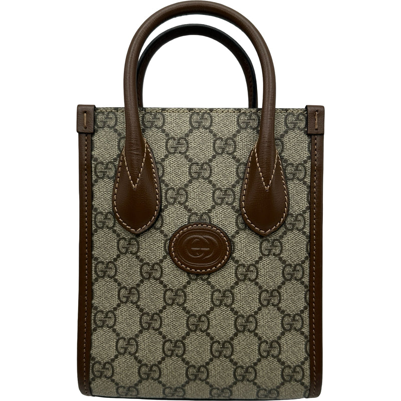グッチ GUCCI ミニトートバッグ 671623 ブラウン GGスプリーム