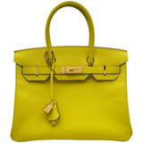 エルメス HERMES バーキン30 D刻印 ライム ゴールド金具 エプソン レディース ハンドバッグ
