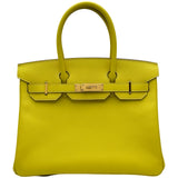 エルメス HERMES バーキン30 D刻印 ライム ゴールド金具 エプソン レディース ハンドバッグ