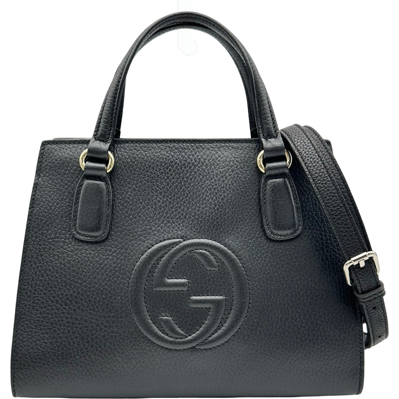 GUCCI 2WAYレザーバック グッチ GUCCI ソーホー 2WAYハンドバッグ 607722 ブラック レザー