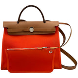 エルメス HERMES エールバッグジップPM T刻印 オレンジ シルバー金具 トワル/ハンター レディース ショルダーバッグ