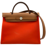 エルメス HERMES エールバッグジップPM T刻印 オレンジ シルバー金具 トワル/ハンター レディース ショルダーバッグ