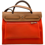 エルメス HERMES エールバッグジップPM T刻印 オレンジ シルバー金具 トワル/ハンター レディース ショルダーバッグ