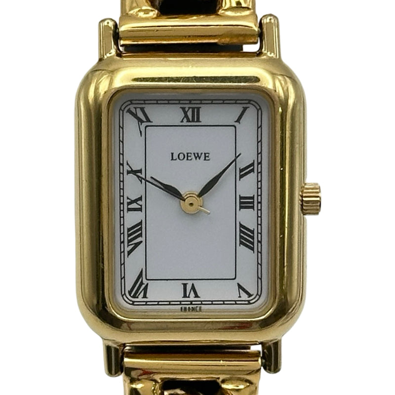 ロエベ LOEWE レディースウォッチ 6041D ホワイト 金メッキ/ステンレス