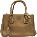 プラダ PRADA ガレリア ハンドバッグ BN2863 キャメル シルバー金具 レザー レディース ショルダーバッグ