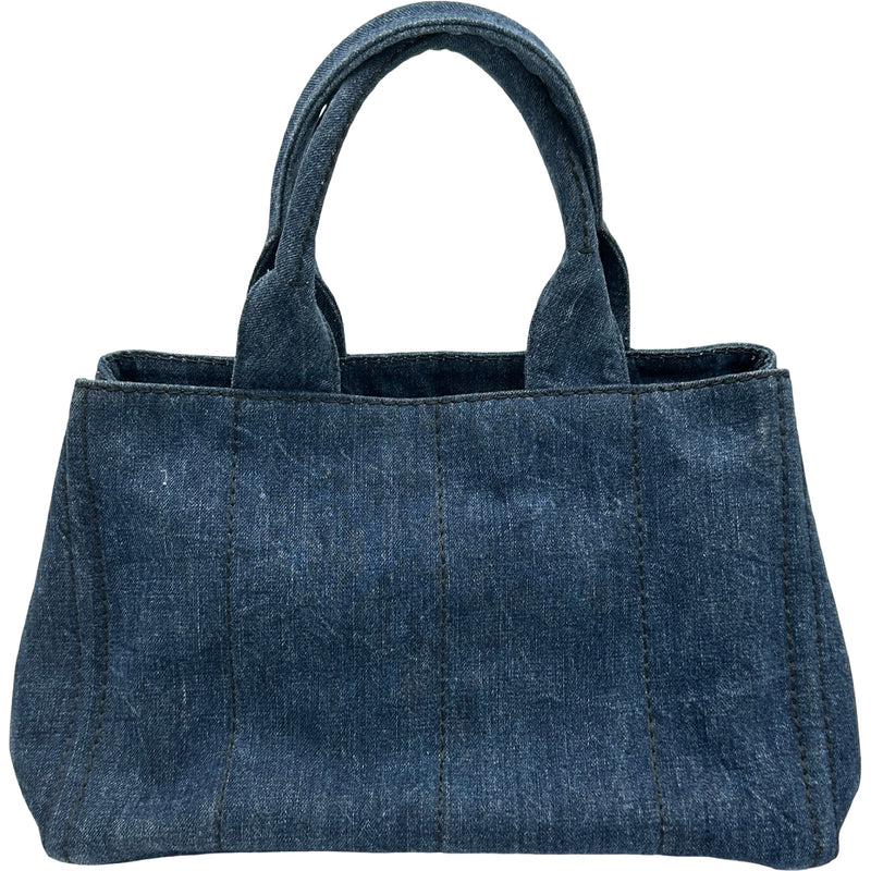 プラダ PRADA カナパ B1877B ブルー デニム レディース ハンドバッグ