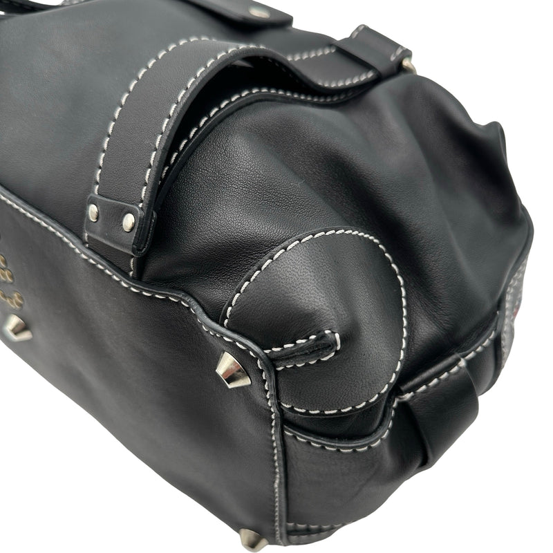 y2k Chloé クロエ ミニボストンバッグ パッツィー レザー スタッズ 茶 クロエ Chloe ミニ ボストンバッグ ブラック レザー レディース
