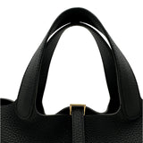 エルメス HERMES ピコタンロックPM G刻 ブラック ゴールド金具 トリヨン レディース ハンドバッグ