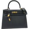 エルメス HERMES ケリー28 外縫い U刻印　(2022年製) ブラック ゴールド金具 エプソン レディース ハンドバッグ