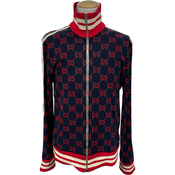 GUCCI ジャージ トラックジャケット グッチ グッチ GUCCI GG総柄 トラックジャケット 496919 ネイビー コットン