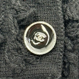 シャネル CHANEL ココマークボタンカシミヤフリンジニットカーディガン P81296 ブラック カシミヤ レディース カーディガン