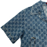 グッチ GUCCI GG総柄オープンカラー 半袖デニムシャツ 788680 ブルー デニム レディース 半袖シャツ