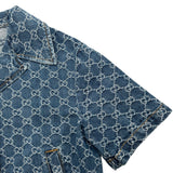グッチ GUCCI GG総柄オープンカラー 半袖デニムシャツ 788680 ブルー デニム レディース 半袖シャツ