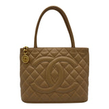 シャネル CHANEL 復刻トート A01804 7番台 ベージュ ゴールド金具 キャビアスキン レディース トートバッグ