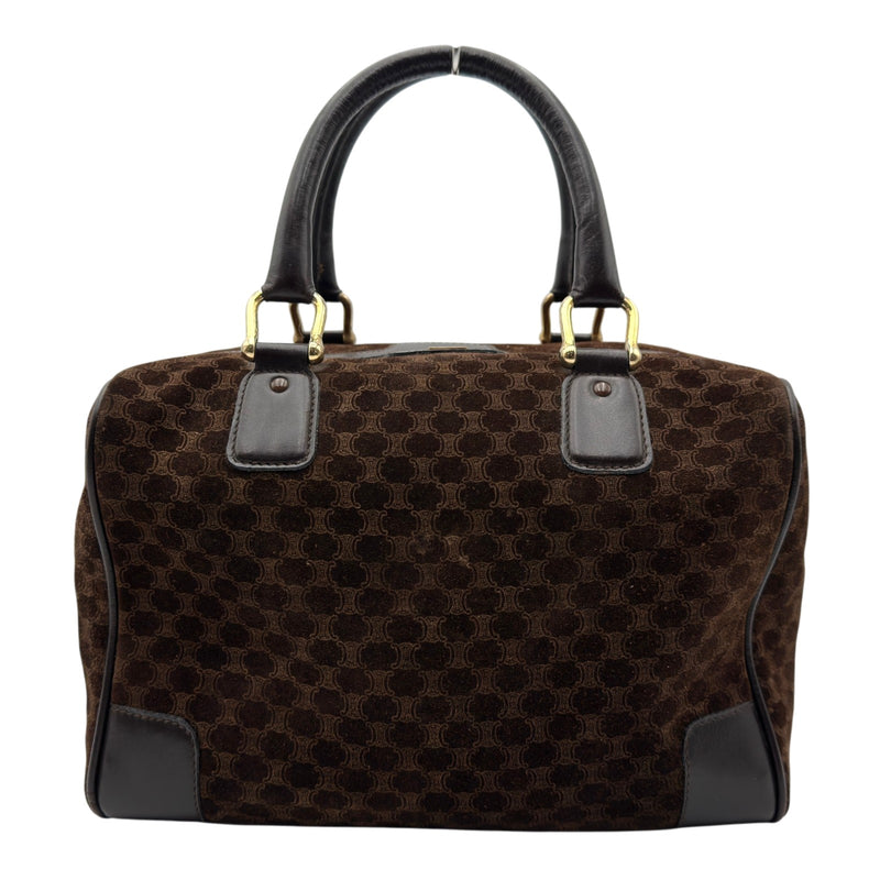CELINE マカダム スエード ミニボストンバッグ セリーヌ CELINE ミニマカダム スモールボストンバッグ ブラウン