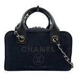 シャネル CHANEL ドーヴィル ボーリングバッグ A92749 ネイビー/ブラック シルバー金具 キャンバス/レザー レディース ショルダーバッグ