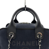 シャネル CHANEL ドーヴィル ボーリングバッグ A92749 ネイビー/ブラック シルバー金具 キャンバス/レザー レディース ショルダーバッグ