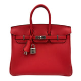 エルメス HERMES バーキン25 K刻 ルージュラデュー シルバー金具 トゴン レディース ハンドバッグ