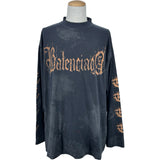 バレンシアガ BALENCIAGA ヘビーメタルロゴ ロングスリープTシャツ 739783 ブラック コットン メンズ 長袖Ｔシャツ