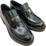 プラダ PRADA トライアングルロゴ チョコレートローファー 2DE127 ブラック レザー レディース ローファー