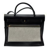 エルメス HERMES エールバッグジップPM W刻 ブラック/エクリュ ゴールド金具 トワル/ハンター レディース ショルダーバッグ
