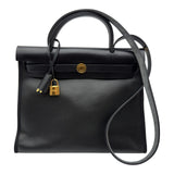 エルメス HERMES エールバッグジップPM W刻 ブラック/エクリュ ゴールド金具 トワル/ハンター レディース ショルダーバッグ