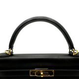 エルメス HERMES ケリー32 外縫い F刻 ブラック ゴールド金具 ボックスカーフ レディース ショルダーバッグ
