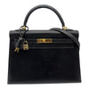 エルメス HERMES ケリー32 外縫い F刻 ブラック ゴールド金具 ボックスカーフ レディース ショルダーバッグ