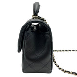 シャネル CHANEL マトラッセトップハンドルフラップバッグ AS2431 ブラック ラムスキン レディース ハンドバッグ