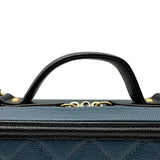 シャネル CHANEL CCフィグリーバニティバッグ A93343 28番台 ブルー/ブラック ゴールド金具 キャビアスキン レディース ショルダーバッグ
