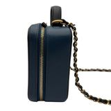 シャネル CHANEL CCフィグリーバニティバッグ A93343 28番台 ブルー/ブラック ゴールド金具 キャビアスキン レディース ショルダーバッグ