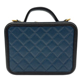 シャネル CHANEL CCフィグリーバニティバッグ A93343 28番台 ブルー/ブラック ゴールド金具 キャビアスキン レディース ショルダーバッグ
