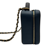 シャネル CHANEL CCフィグリーバニティバッグ A93343 28番台 ブルー/ブラック ゴールド金具 キャビアスキン レディース ショルダーバッグ