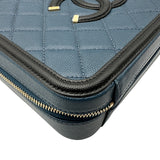 シャネル CHANEL CCフィグリーバニティバッグ A93343 28番台 ブルー/ブラック ゴールド金具 キャビアスキン レディース ショルダーバッグ