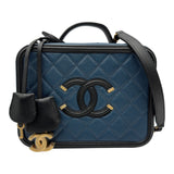 シャネル CHANEL CCフィグリーバニティバッグ A93343 28番台 ブルー/ブラック ゴールド金具 キャビアスキン レディース ショルダーバッグ