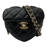 シャネル CHANEL ハートシェイプ チェーンショルダーバッグ AP2784 ブラック ゴールド金具 ラムスキン レディース ショルダーバッグ