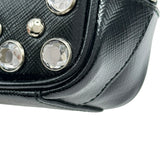 プラダ PRADA クリスタル スタッズ ミニカメラバッグ 1NF674 ブラック パテント レディース ショルダーバッグ