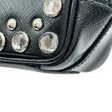 プラダ PRADA クリスタル スタッズ ミニカメラバッグ 1NF674 ブラック パテント レディース ショルダーバッグ