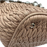 ミュウミュウ miu miu マテラッセ ナッパ クリスタル ハンドバッグ RN0896 ピンク レザー レディース ハンドバッグ